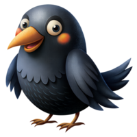 , cartoon style, cute crow isolated on transparent background png