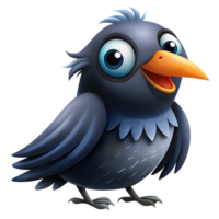 , cartoon style, cute crow isolated on transparent background png