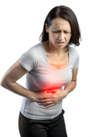 , woman having stomach ache isolated on transparent background png