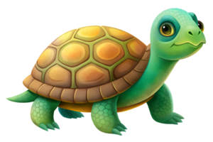 , Cartoon style illustration, turtle isolated on transparent background png