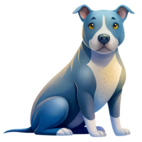 , Cartoon style illustration, American Pit Bull Terrier sitting isolated on transparent background png