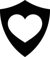 proteger icono con corazón aislado en blanco antecedentes . proteger con corazón logo vector