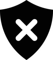 Shield insecure with cross mark icon . Insecure shield icon isolated on white background vector