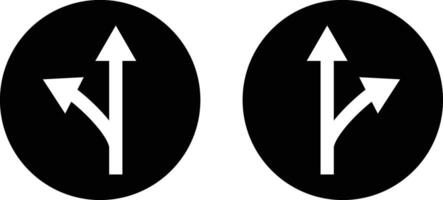 Two way right and left icons . Road way arrow icon set . Right and left direction arrow icons . illustration vector