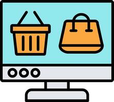 Online Shopping Line Filled Icon vector