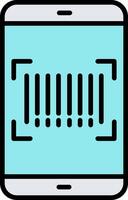 Barcode Scan Line Filled Icon vector