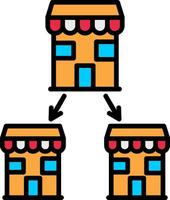 Chain Store Line Filled Icon vector