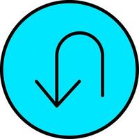 U Turn Line Filled Icon vector