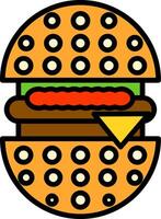 hamburguesa línea lleno icono vector