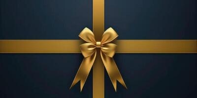 oscuro azul lujo regalo caja con oro arco parte superior ver foto