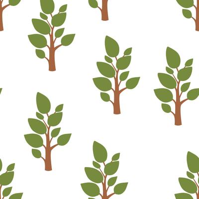 Seamless pattern with trees, trendy forest.