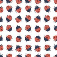 Seamless patterns with cute ladybugs. vector