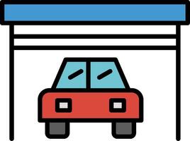 Garage Line Filled Icon vector