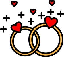 Wedding Rings Line Filled Icon vector