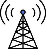 Radio Tower Line Filled Icon vector