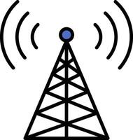 Radio Tower Line Filled Icon vector