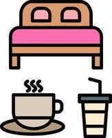 Bed And Breakfast Line Filled Icon vector