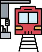 Train Station Line Filled Icon vector