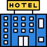 hotel línea lleno icono vector