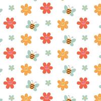 Spring floral seamless pattern on white. vector