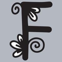 Alphabet F. Floral Ornamental Alphabet, Initial Letter F. Education and fun for kids. vector