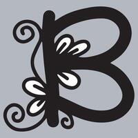 Alphabet B. Floral Ornamental Alphabet, Initial Letter B. Education and fun for kids. vector