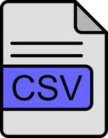 csv archivo formato línea lleno icono vector