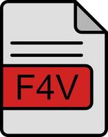 F4V File Format Line Filled Icon vector