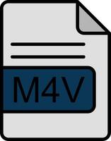 m4v archivo formato línea lleno icono vector