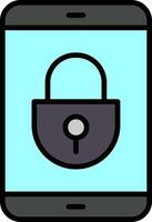 Mobile Security Line Filled Icon vector