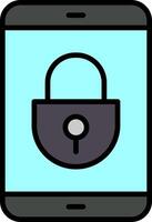 Mobile Security Line Filled Icon vector