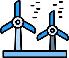 Wind Turbine Line Filled Icon vector