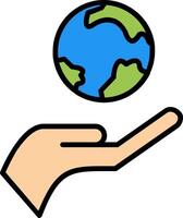 Planet Earth Line Filled Icon vector