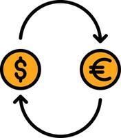 Exchange Money Line Filled Icon vector