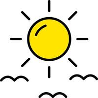 icono lleno de línea de sol vector