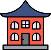 Asian Temple Line Filled Icon vector