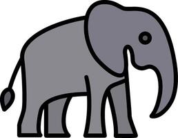 icono lleno de línea de elefante vector