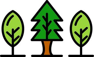 icono lleno de línea de bosque vector