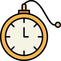 Pocket Watch Line Filled Icon vector