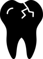 icono de glifo de diente roto vector