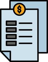 Invoice Line Filled Icon vector