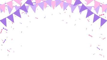 Banner Mother day paper pink, purple color flags hanging and confetti vector