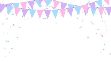 Mother day and Father day party color concept triangle pennants chain and confetti happy greeting card vector