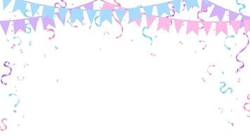 Festival flag garlands with confetti and ribbon serpentine. mother day, father day, birthday party and holiday vector