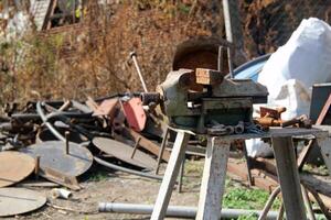 Rusty iron vise photo