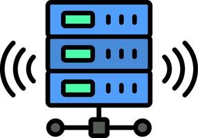 Wireless Database Line Filled Icon vector