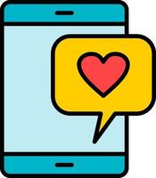 Love Chat Line Filled Icon vector