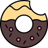 rosquilla línea lleno icono vector