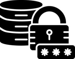 Secured Database Glyph Icon vector