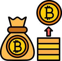 bitcoin línea lleno icono vector